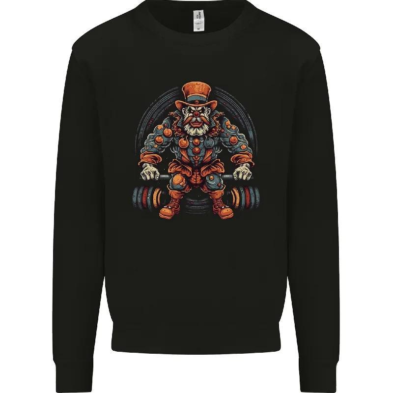 Circus Clown Weightlifting Gym Bodybuilding Mens Sweatshirt Jumper Hoodie with Tied Waist Feminine Flattering Circus Clown Weightlifting Gym Bodybuilding Mens Sweatshirt Jumper Hoodie with Tied Waist Feminine Flattering