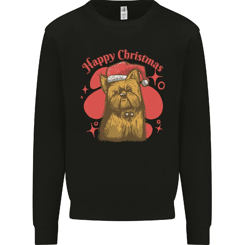 Christmas Yorkshire Terrier Xmas Yorkie Dog Mens Sweatshirt Jumper Hoodie with Mock Neck Collared Structured Christmas Yorkshire Terrier Xmas Yorkie Dog Mens Sweatshirt Jumper Hoodie with Mock Neck Collared Structured