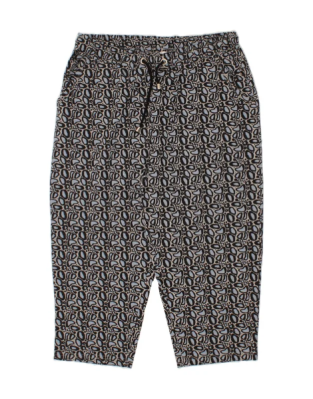 VINTAGE Womens Capri Trousers UK 22 2XL W42 L21 Grey Spotted Cotton Trousers Sale Discount VINTAGE Womens Capri Trousers UK 22 2XL W42 L21 Grey Spotted Cotton Trousers Sale Discount