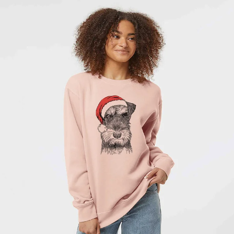 Santa Murphy the Mini Schnauzer - Unisex Pigment Dyed Crew Sweatshirt Hoodie with Ribbed Neckline Snug Warm Santa Murphy the Mini Schnauzer - Unisex Pigment Dyed Crew Sweatshirt Hoodie with Ribbed Neckline Snug Warm