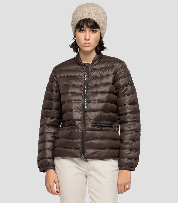 Replay W7666 Short Puffa Jacket Satin Jacket Silk Jacket Chiffon Jacket