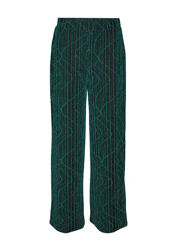 Vero Moda Kanz Glitzy Metallic Detail Wide Leg Trouser, Green Trousers luxurious high-end Vero Moda Kanz Glitzy Metallic Detail Wide Leg Trouser, Green Trousers luxurious high-end