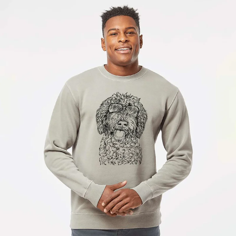 Aviator Jack the Chocolate Labradoodle - Unisex Pigment Dyed Crew Sweatshirt Hoodie with Mesh Breathable Sporty Aviator Jack the Chocolate Labradoodle - Unisex Pigment Dyed Crew Sweatshirt Hoodie with Mesh Breathable Sporty