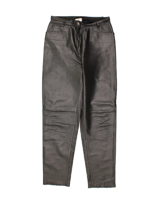 VINTAGE Womens Leather Casual Trousers UK 14 Medium W30 L30 Black Leather Trousers Floral Bohemian VINTAGE Womens Leather Casual Trousers UK 14 Medium W30 L30 Black Leather Trousers Floral Bohemian