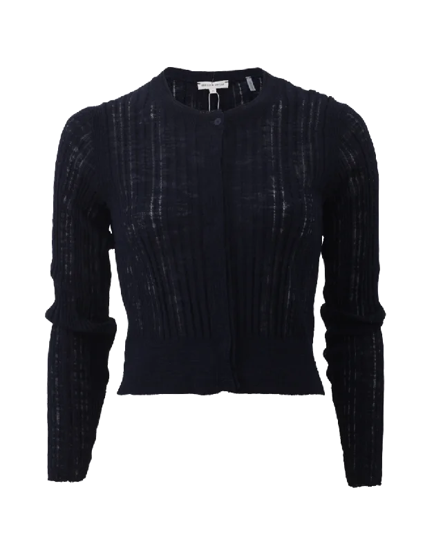 Flame Ribbed Cardigan Real Fur Shearling Chenille