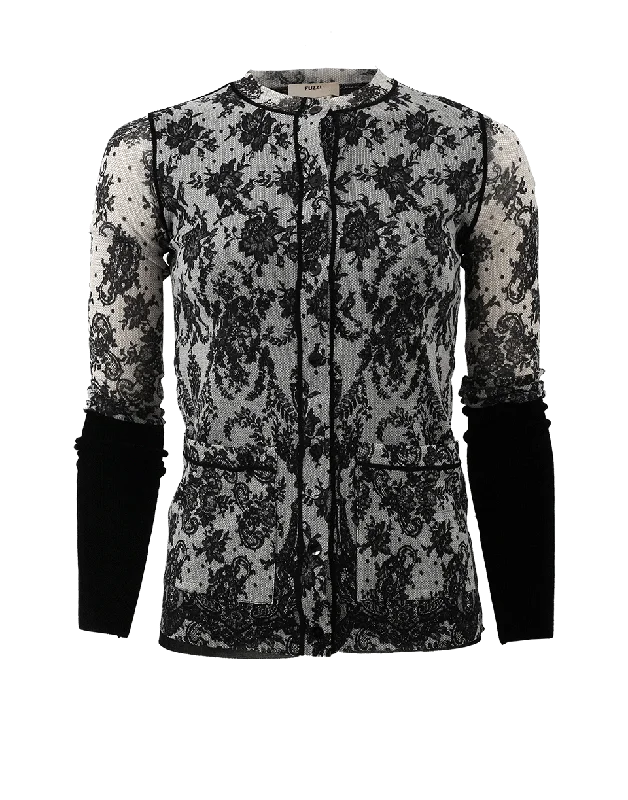 Floral Lace Cardigan Neon metallic Matte