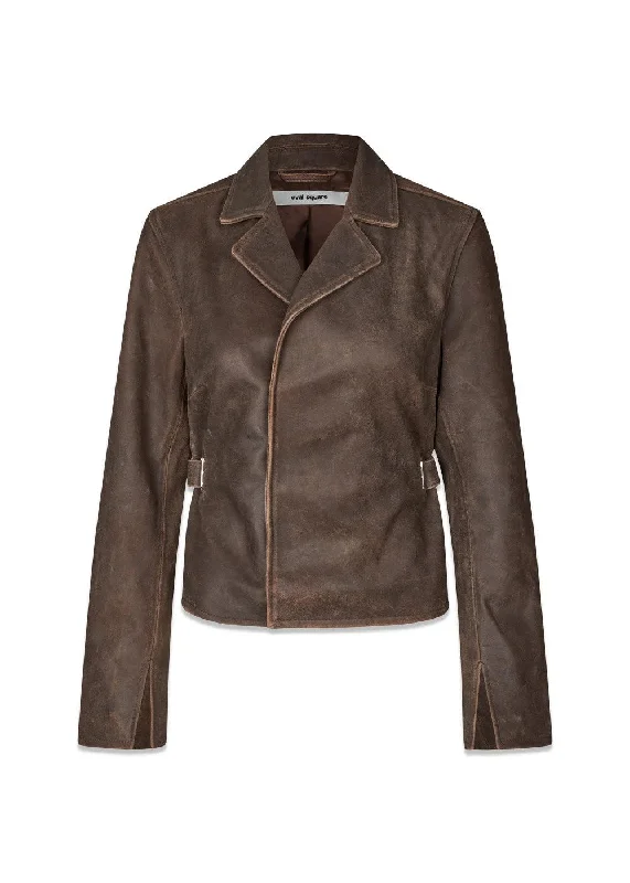 Ride Leather Blazer - Dark Brown Worn Women's Custom Jacket