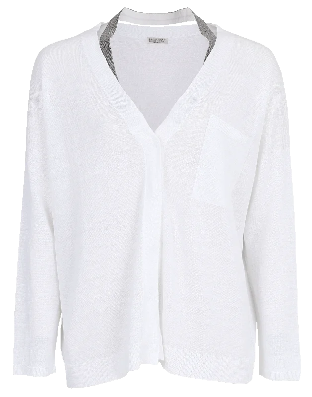 Monili Neck Strap Cardigan Glossy Satin Silk
