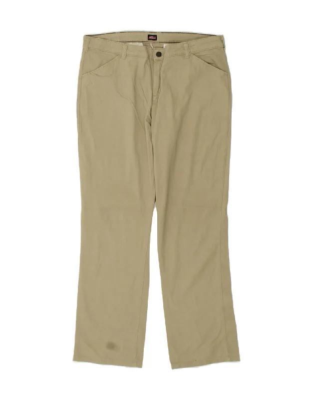 DICKIES Womens Relaxed Fit Casual Trousers US 16 2XL W36 L31 Beige Cotton Trousers Striped Patterned DICKIES Womens Relaxed Fit Casual Trousers US 16 2XL W36 L31 Beige Cotton Trousers Striped Patterned