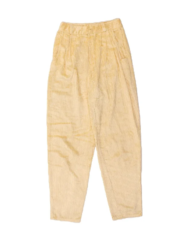 VINTAGE Womens Tapered Corduroy Trousers W26 L29 Beige Trousers Denim Blue
