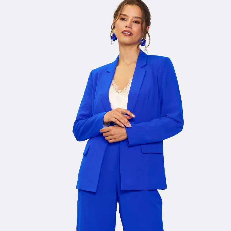 Long Sleeve Welt Pocket Blazer (Neon Blue) Women's Luxurious Suit