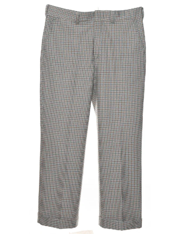 Light Blue & Light Brown 1970s Suit Trousers - W34 L31 Trousers Leisure Comfortable