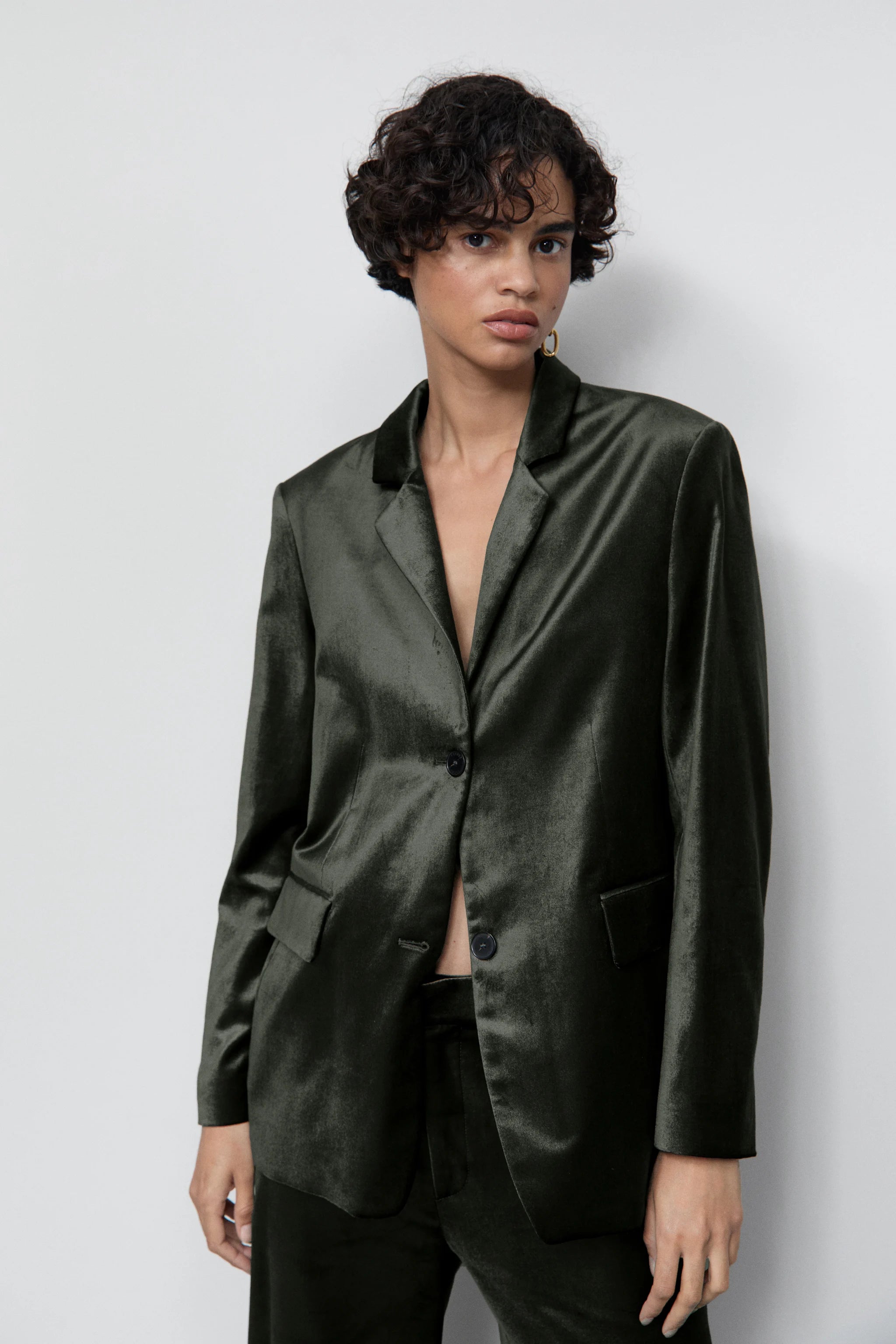 CLOSED WOMENS LOLA VELVET BLAZER - IRISH COFFEE Plus Size Women's Coat