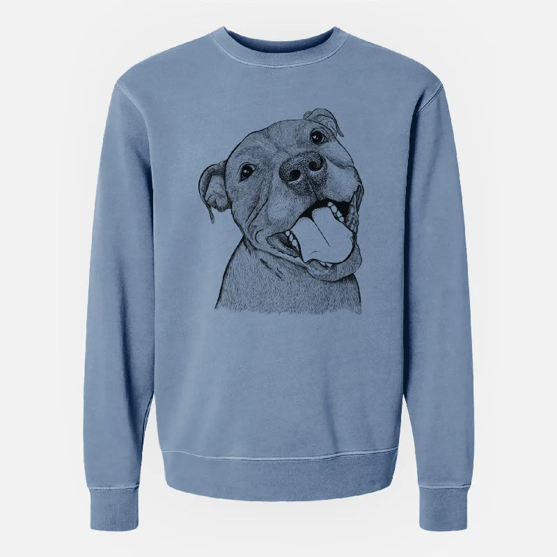Bare Eloise the Pitbull Mix - Unisex Pigment Dyed Crew Sweatshirt Hoodie with Raw Hem Edgy Unfinished Bare Eloise the Pitbull Mix - Unisex Pigment Dyed Crew Sweatshirt Hoodie with Raw Hem Edgy Unfinished
