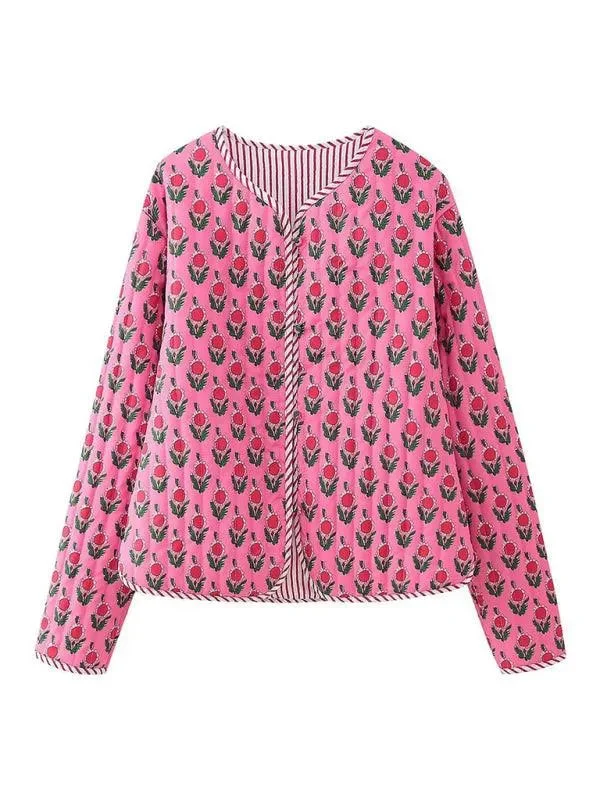 Cotton Floral Quilted Jacket Nylon Jacket Polyester Jacket Spandex Jacket