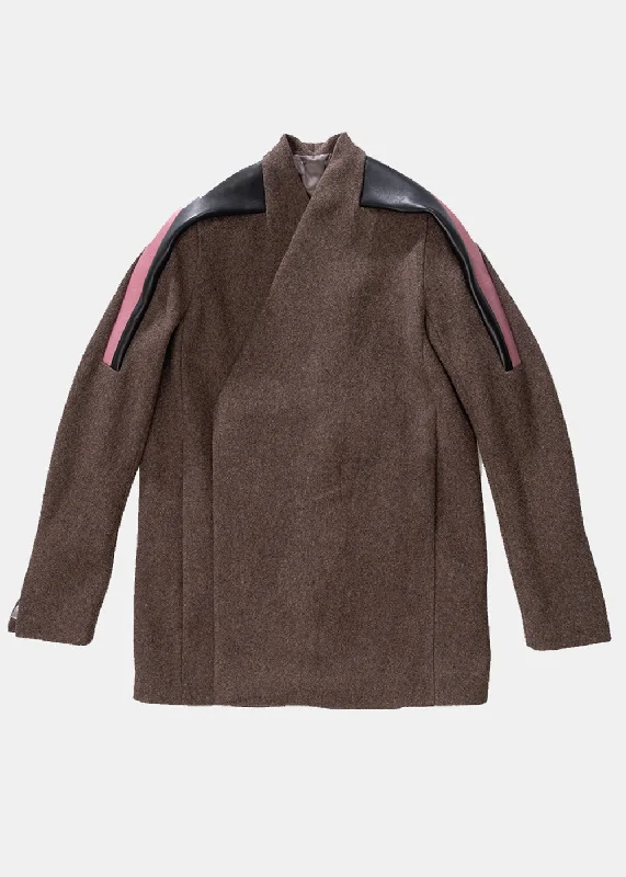 Brown/Pink Officer Jacket Toggled Jacket Drawstring Jacket Belted Jacket