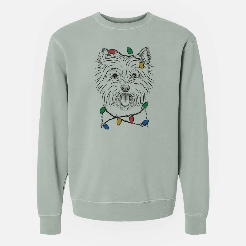 Christmas Lights Welma the West Highland Terrier - Unisex Pigment Dyed Crew Sweatshirt Hoodie with Contrast Stitching Detailed Premium Christmas Lights Welma the West Highland Terrier - Unisex Pigment Dyed Crew Sweatshirt Hoodie with Contrast Stitching Detailed Premium