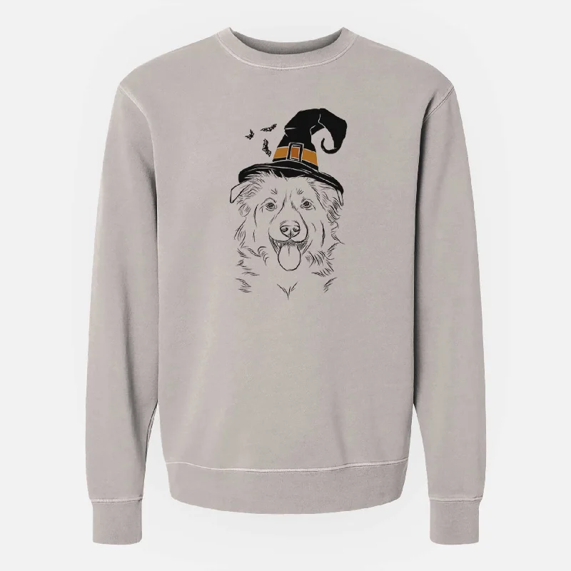 Witch Tucker the Collie Shepherd - Unisex Pigment Dyed Crew Sweatshirt Hoodie with Hidden Zipper Minimalist Clean Witch Tucker the Collie Shepherd - Unisex Pigment Dyed Crew Sweatshirt Hoodie with Hidden Zipper Minimalist Clean