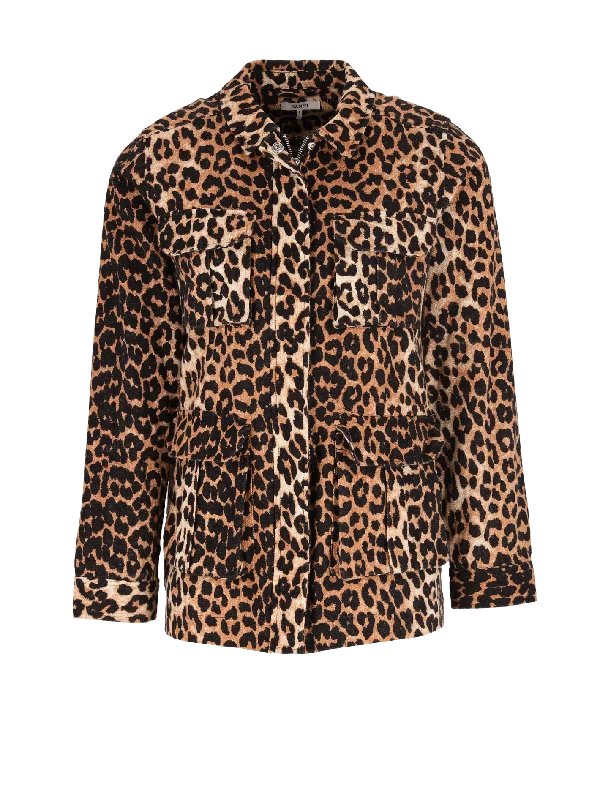 camberwell leopard-print jacket Belted Jacket Elasticated Jacket Padded Jacket