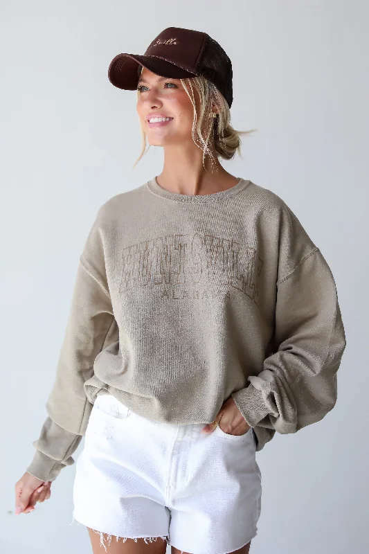 Taupe Huntsville Alabama Sweatshirt Hoodie with Lace Feminine Delicate