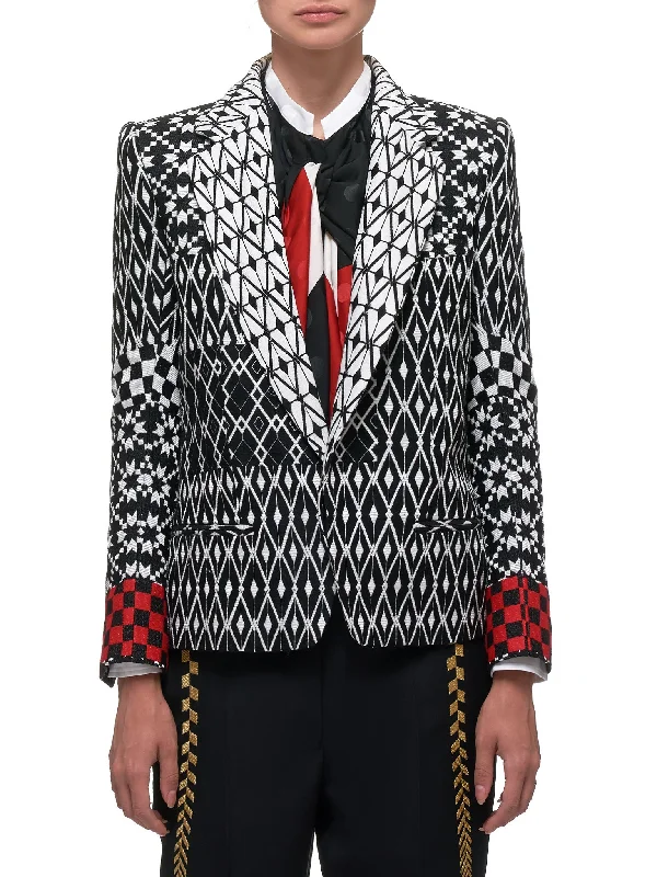 Embroidered Blazer (194-1000-200-099-BLACK) Women's Classic Blazer