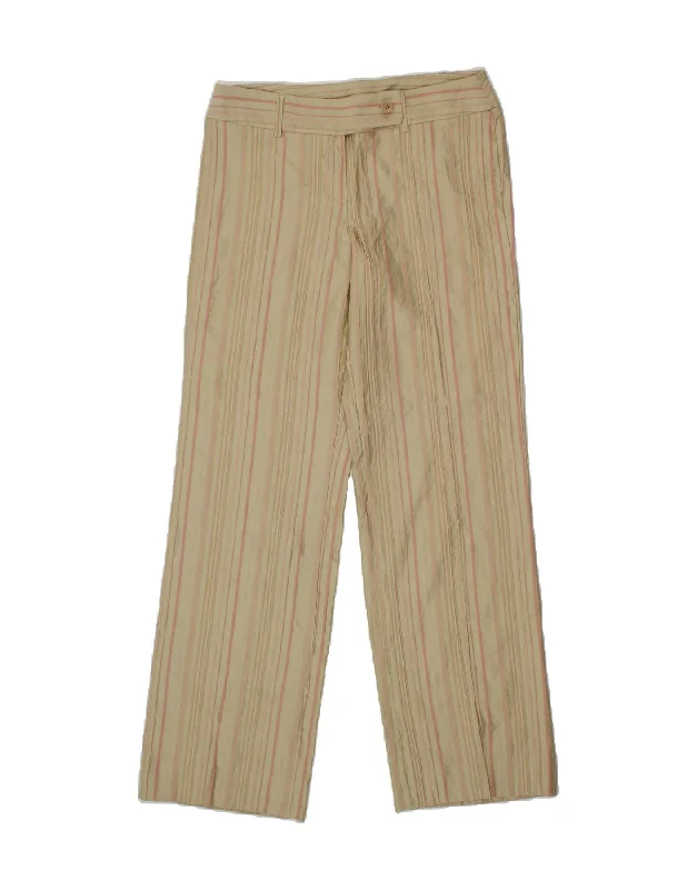 VINTAGE Womens Straight Casual Trousers UK 10 Small W32 L32 Beige Striped Trousers stylish elegant VINTAGE Womens Straight Casual Trousers UK 10 Small W32 L32 Beige Striped Trousers stylish elegant