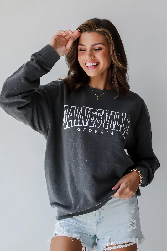 Charcoal Gainesville Georgia Sweatshirt Hoodie with Tie-Dye Psychedelic Retro