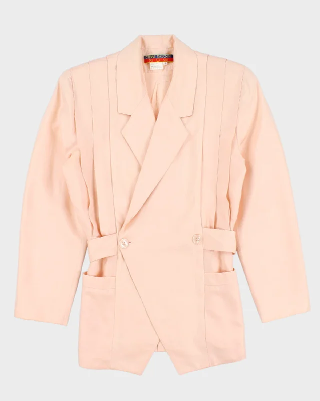Vintage 80s Debbie Shuchat Pink Silk Blazer - S Women's Casual Suit