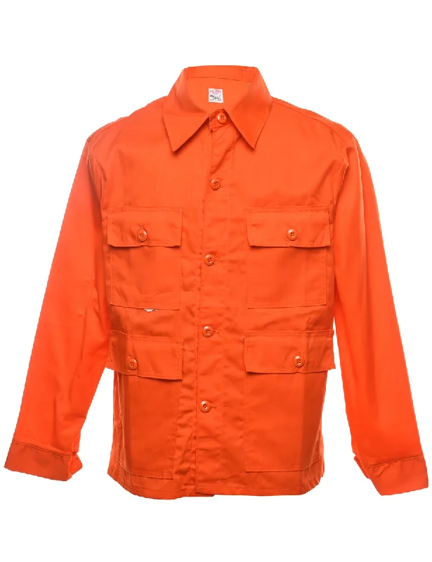 Orange Y2K Button-Front Utility Jacket - M Elasticated Jacket Padded Jacket Insulated Jacket Orange Y2K Button-Front Utility Jacket - M Elasticated Jacket Padded Jacket Insulated Jacket