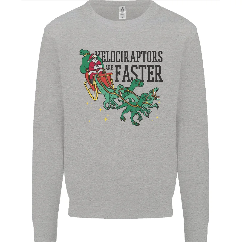 Christmas Velociraptors are Faster Dinosaur Mens Sweatshirt Jumper Hoodie with Raglan Sleeves Sporty Comfortable Christmas Velociraptors are Faster Dinosaur Mens Sweatshirt Jumper Hoodie with Raglan Sleeves Sporty Comfortable