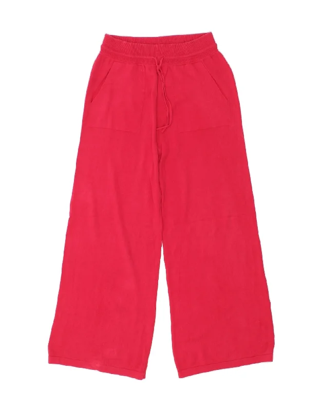 BENETTON Womens Wide Leg Casual Trousers UK 6 XS Pink Trousers luxurious premium