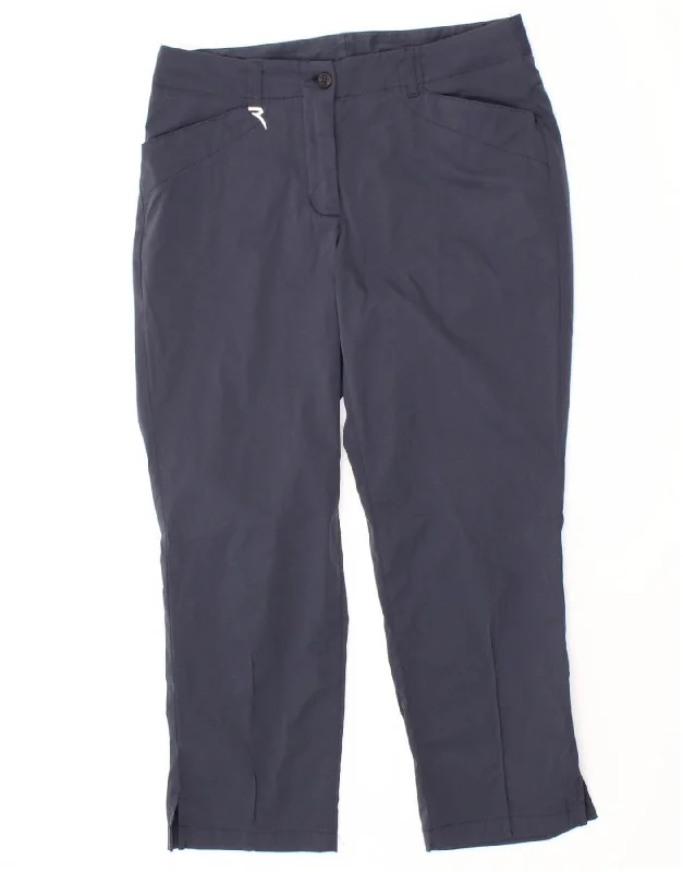 CHERVO Womens Slim Capri Trousers UK 8 Small W30 L23 Navy Blue Trousers Hiking Durable