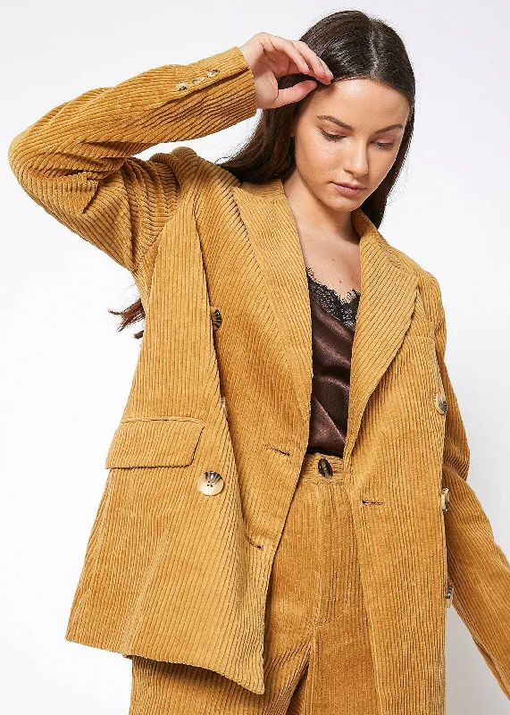Women's Corduroy Double Breasted Blazer in Dijon Women's Fashion Blazer
