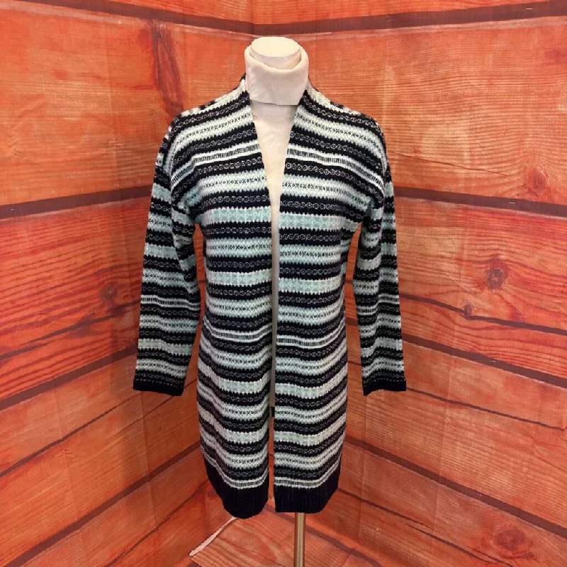 TALBOTS MINT BLACK PATTREN CARDIGAN SZ M NWT TCC Embroidered Appliqued Beaded