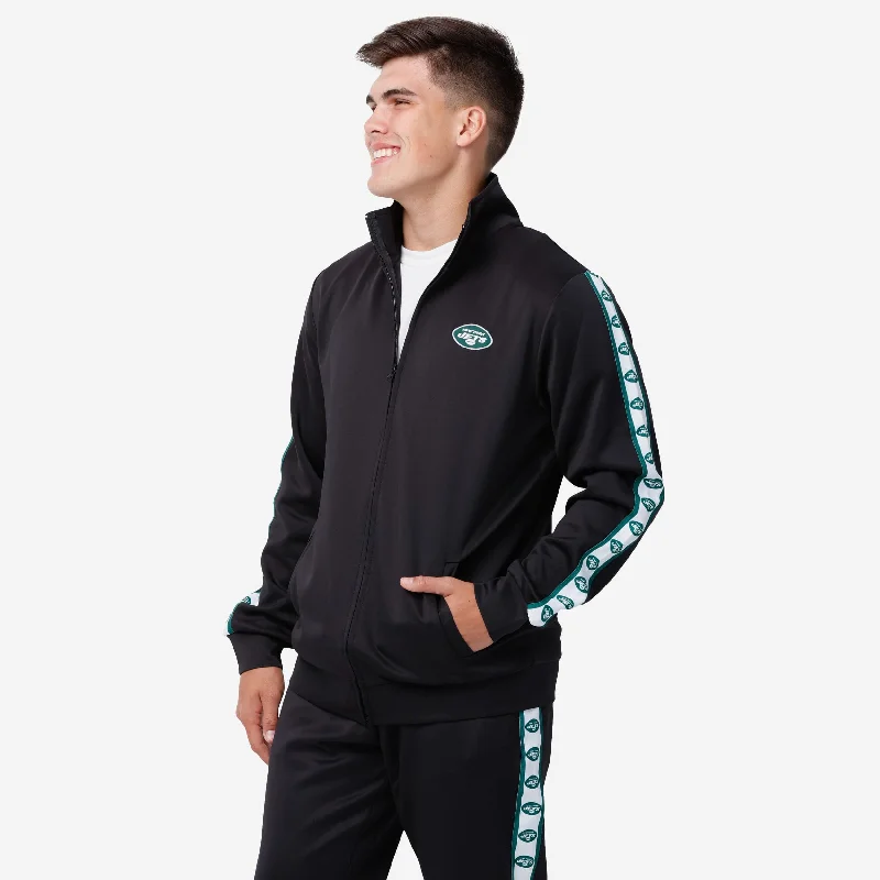 New York Jets Stripe Logo Track Jacket Insulated Jacket Fitted Jacket Loose Jacket