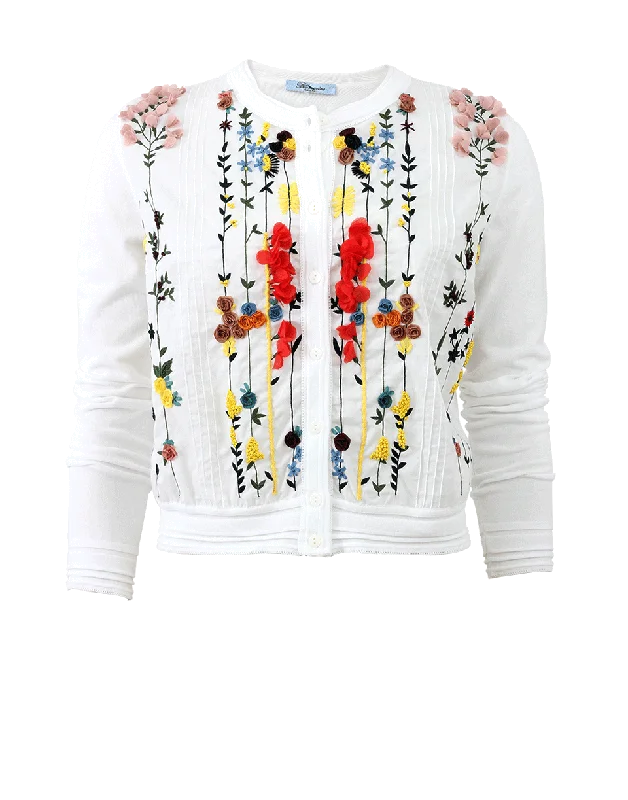 Floral Embroidered Cardigan Satin Fabric Silk Fabric Chiffon Fabric
