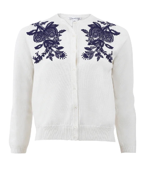 Floral Embroidered Cardigan Handmade Hand-knitted Hand-woven