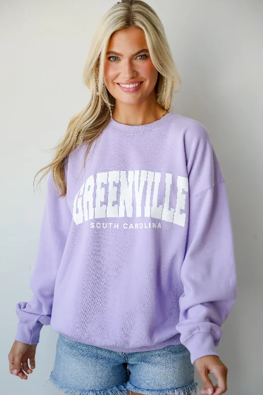 Lavender Greenville South Carolina Sweatshirt Hoodie with Side Slits Relaxed Casual