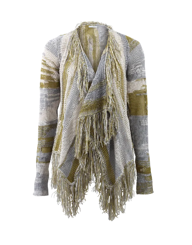 Fringe Draped Cardigan Fleece Fabric Down Fabric Feather Fabric