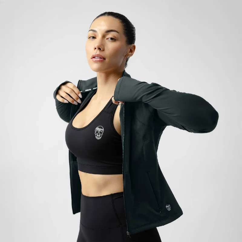Women's Performance Running Jacket - Obsidian Welt Pockets Slit Pockets Flap Pockets Women's Performance Running Jacket - Obsidian Welt Pockets Slit Pockets Flap Pockets
