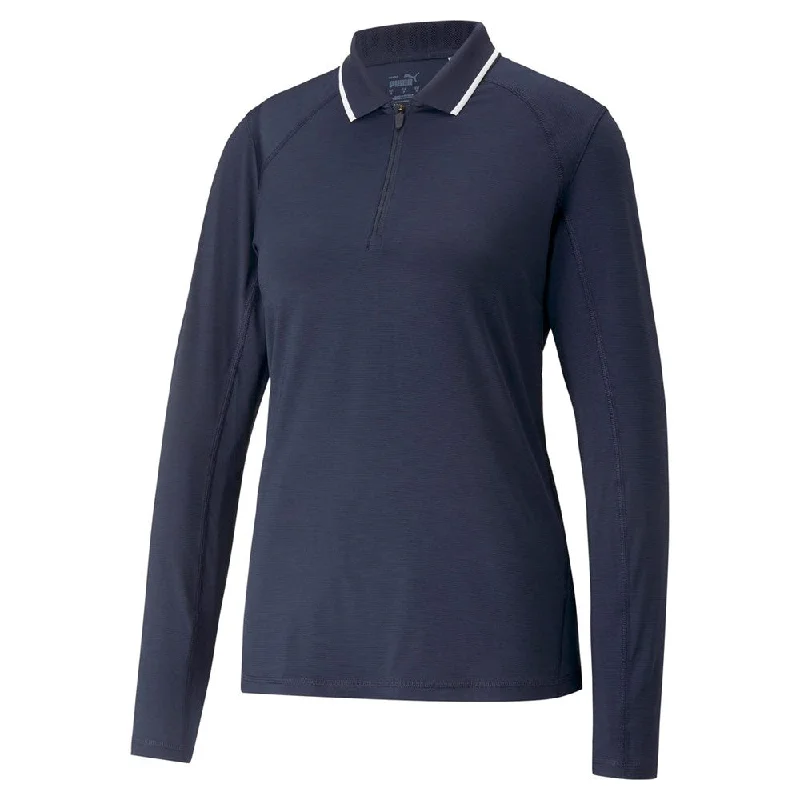 Puma Women's YouV Long Sleeve Golf Polo Shirt - Navy Blazer Heather Women's Simple Jacket