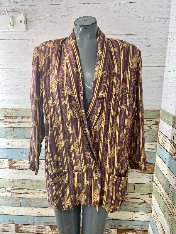 90’s Multicolor Stripe Blazer With Eiffel Tower Prints By Anne Pinkerton Women's Vintage Suit 90’s Multicolor Stripe Blazer With Eiffel Tower Prints By Anne Pinkerton Women's Vintage Suit