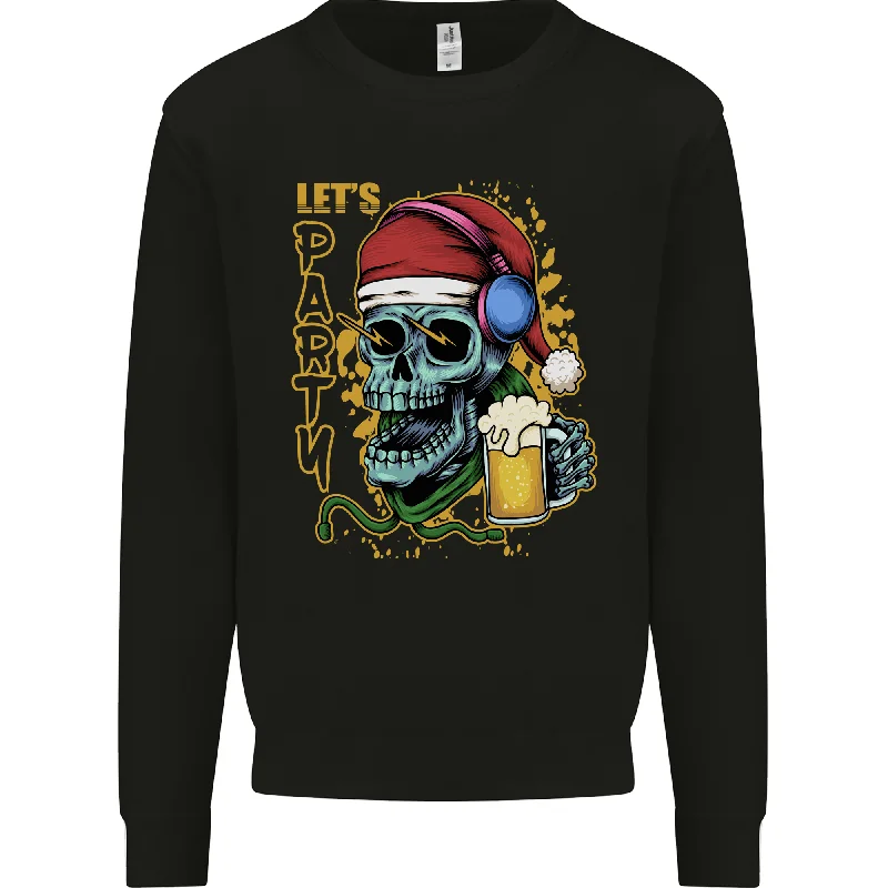 Christmas Party Skull Drinking Beer Alcohol Mens Sweatshirt Jumper Oversized Hoodie Comfort Casual Christmas Party Skull Drinking Beer Alcohol Mens Sweatshirt Jumper Oversized Hoodie Comfort Casual