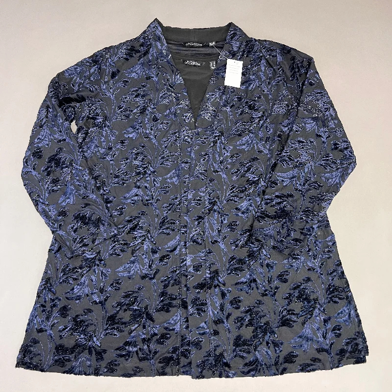 SUSAN GRAVER Knit Cardigan & Tank Set Women's Sz L Navy A384258BY3543 (New) Front Pockets Side Pockets Patch Pockets