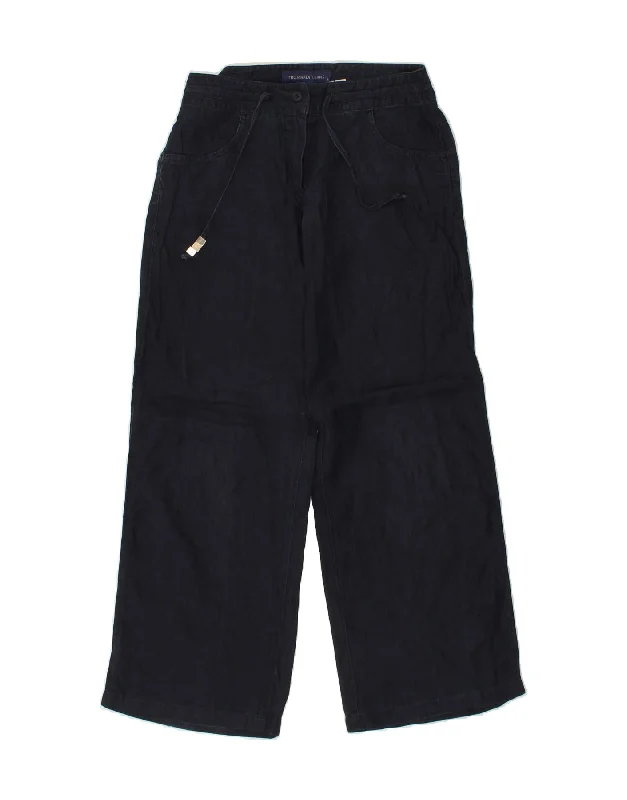 TRUSSARDI Womens Wide Leg Casual Trousers IT 40 Small W28 L29 Navy Blue Trousers Occasion Special TRUSSARDI Womens Wide Leg Casual Trousers IT 40 Small W28 L29 Navy Blue Trousers Occasion Special
