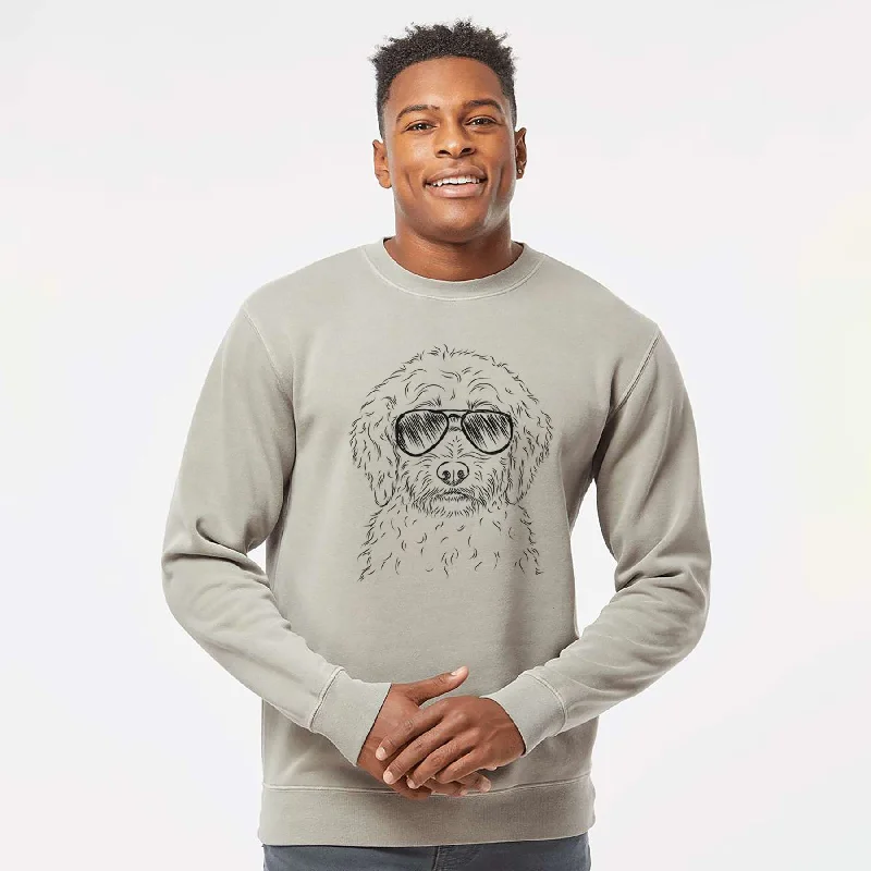 Aviator Teddy the Labradoodle - Unisex Pigment Dyed Crew Sweatshirt Hoodie with Turtle Neck Cozy Winter Aviator Teddy the Labradoodle - Unisex Pigment Dyed Crew Sweatshirt Hoodie with Turtle Neck Cozy Winter
