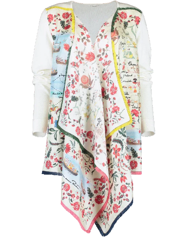 Drape Front Print Cardigan Houndstooth Herringbone Solid