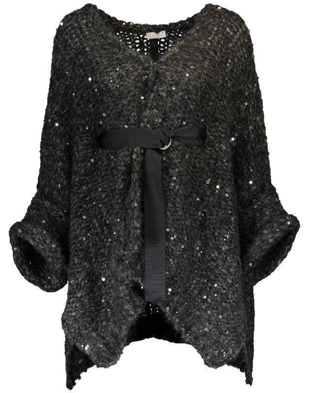 Open Knit Tie Pailette Cardigan Chenille Fabric Brocade Fabric Lace Fabric