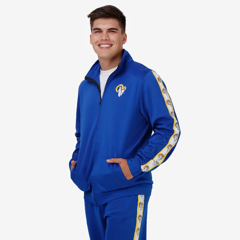 Los Angeles Rams Stripe Logo Track Jacket Cardigan Sweater Pullover