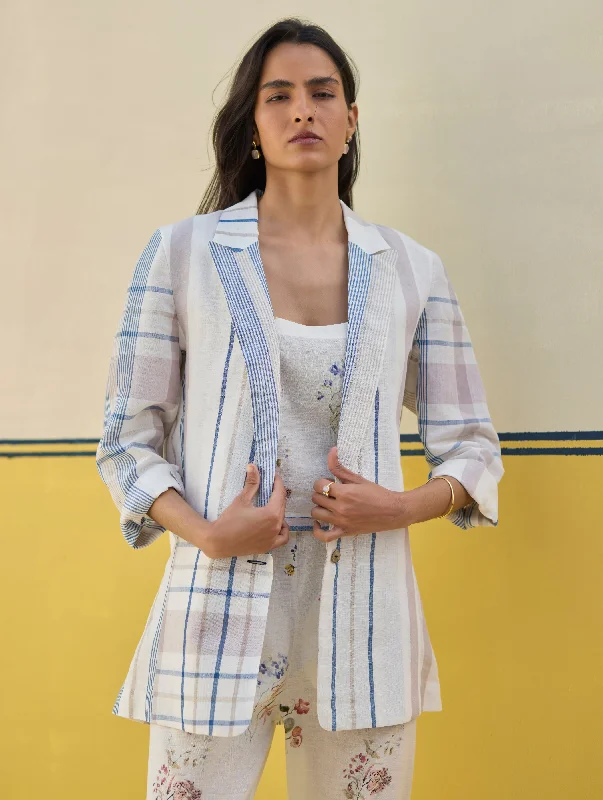 Talia Check Linen Summer Blazer
- Ivory Women's Elegant Suit